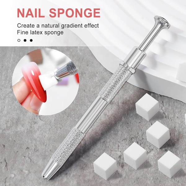 100 st Ombre Färg Nagelsvampar, Nagelsvampar med 1 Metallgreppare Nagelborste Förvaringslåda för Nagelkonst Design Manikyr DIY 100pcs