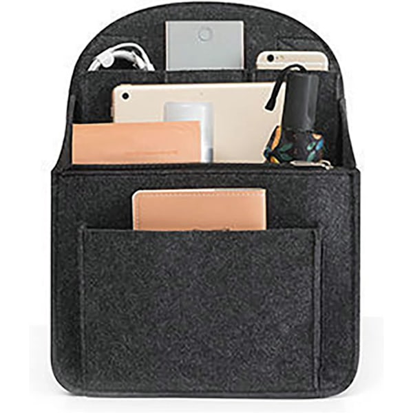 Filt Ryggsäcksorganiserare Mini Ryggsäcksinsats Liten Väskavdelare för Ryggsäck Handväska Lätt Nylon Axelväska.S svart black