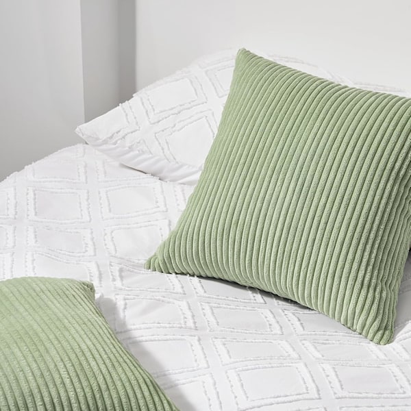 Kuddfodral 40 x 40 Matcha Grön i Andningsbar Manchester Mjukt Överdrag för Dekorativ Kudde Soffa Vardagsrum Sovrum Vuxen Bäddset om 2 Matcha Green