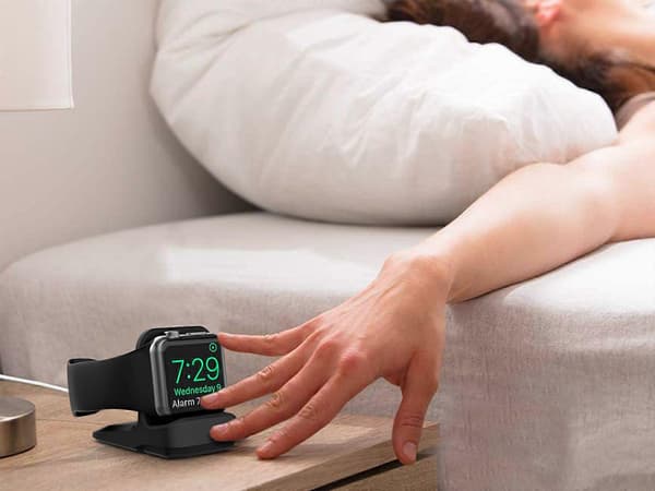 2 STK Trådløs opladerstander til Apple Watch Trådløs oplader Blå Sort