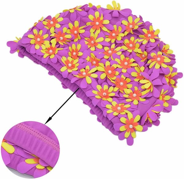 Badehette Blomstrete Petal Retro Stil Badehetter for Kvinner purple