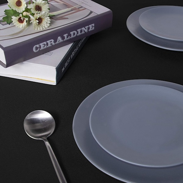 60\" x 102\" Rektangulär Duk, Fläck- och Skrynkelresistent, Tvättbar Dekorativ Bordsduk i Polyester, Bufféer, Fester och Camping, Svart black