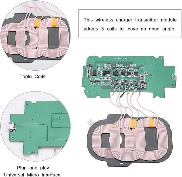 Trådløs oplader transmittermodul, Triple Coils Multi Level trådløs opladerchip, DIY oplader Mod