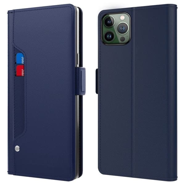Stilig iPhone 14 Pro-deksel med sminkespeil - Blå Blue blue