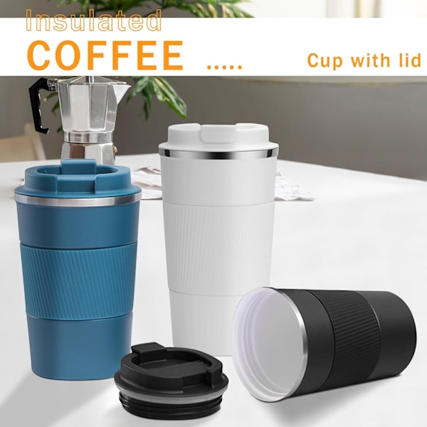 Isolerad Resemugg Spillfri Läcksäker Bärbar Rostfritt Stål för Camping (Vit, 414 ml) White