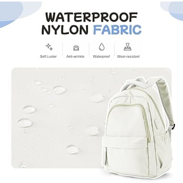 Skolryggsäck Dam Lättviktig Skolväska Casual Ryggsäck för College Laptop Ryggsäck för Män Kvinnor Vattenavvisande tonårsryggsäck Reseryggsäck.beige Beige