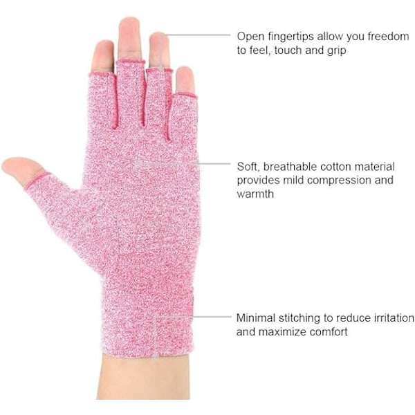 2 Par Kompressionshandskar Stöd, Fingerled, Lindra Smärta från Reumatoid Artrit, Osteoartrit, RSI, Karpaltunnelsyndrom (Rosa, S) pink S