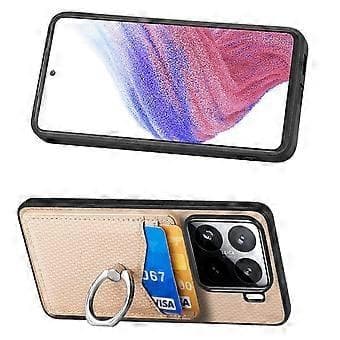 Etui til Xiaomi 15 med kortplads, ringholder og stativ (stil B)