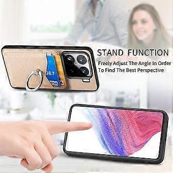 Etui til Xiaomi 15 med kortplads, ringholder og stativ (stil B)