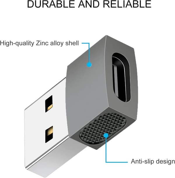 USB C til USB A Adapter for Laptoper, Datamaskiner, Strømforsyninger og Mer