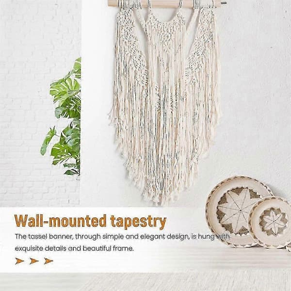 Makramé Väggbonad Handvävd Bohemisk Bomullsrep Boho Tapestry Heminredning js