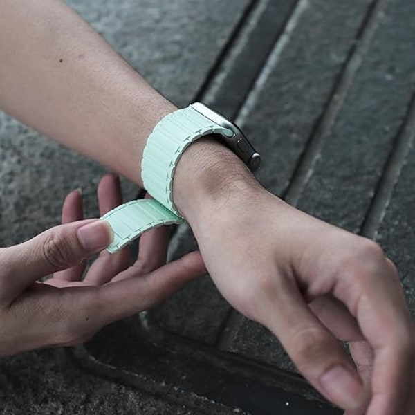 【Magnetisk】 Klockarmband för Apple Watch Band Kompatibelt, Mjukt Silikon Klockarmband För 42MM 41MM 40MM 38MM-Cyan Cyan