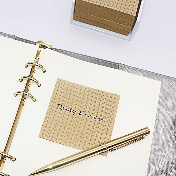 Självhäftande Post-it-lappar 3x3 Rutat Anteckningspapper, 5 Block/Förpackning, 80 Ark/Block, Totalt 400 Ark (Beige Rutat) Beige