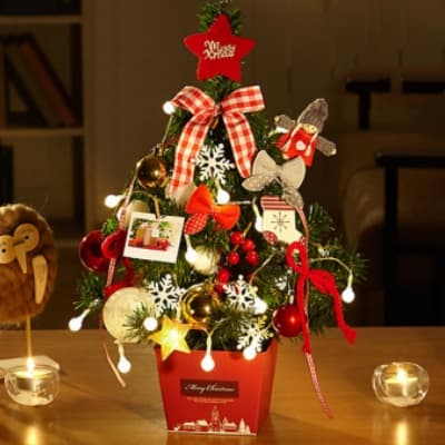 Jul Mini juletrepynt med lampe 50 cm skrivebord C