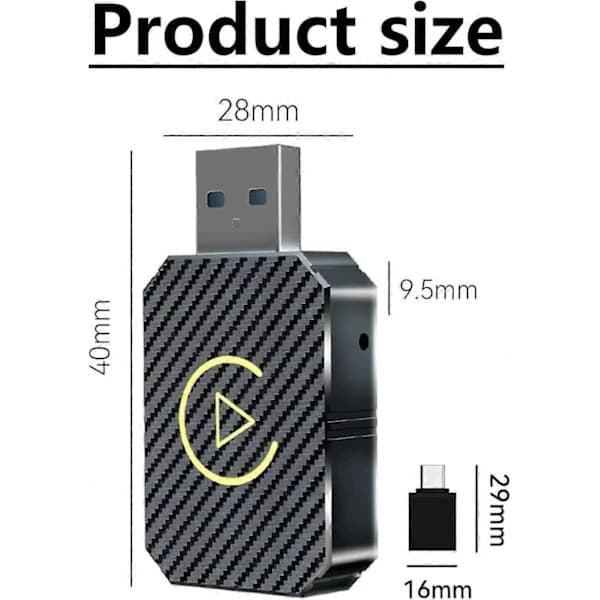 2 i 1 Trådlös CarPlay-adapter Android Auto Trådlös adapter Smart Mini Box USB-adapter Plug and Play WiFi Snabbanslutning Model 2