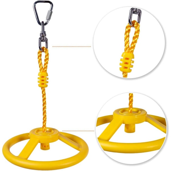 Ninja Hjul Hinderbana för Barn Vuxna 360 Graders Roterande Led Djungelgym Apgunga Utomhus Inomhus Lekplats - gul yellow