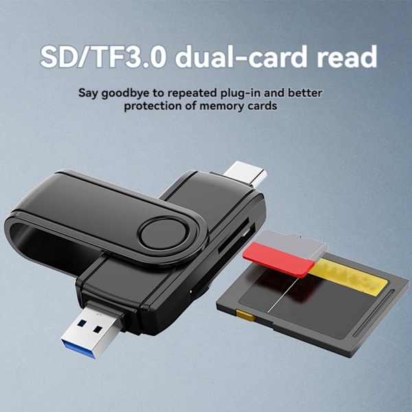 Tesla Typ C SD TF-kortläsare Höghastighets USB 3.0 SD TF Smart Minneskortläsaradapter för PC Mobiltelefon Laptop