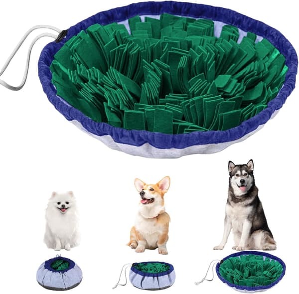 Snusemåtte til hunde - Interaktiv langsom foderautomat, skridsikker og vaskbar legemåtte 48×48 cm til små og store hunde