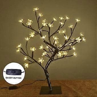 Kirsebærblomst bonsai-tre, 48 LED-lys, metallbase, varmhvit.