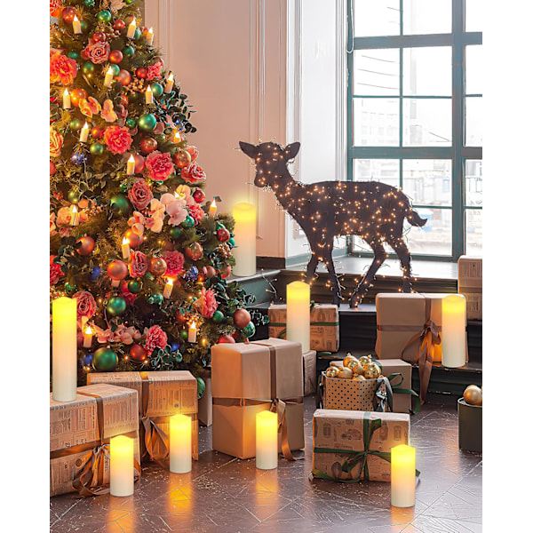 Flamlösa LED-ljus Batteri 9-delars set (1-H 22cm, 1-H20cm, 1-H18cm, 2-H16cm, 2-H14cm, 2-H13cm) med fjärrkontroll [A+++ Energieffektivitetsklass]