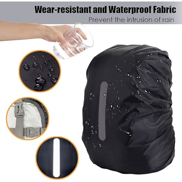 Vattentätt Ryggsäcksöverdrag, Reflex Ryggsäcksöverdrag, för Utomhusvandring Camping Resor Cykling, Storlek M (30-40L) M