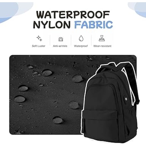 Skolryggsäck Dam Lättviktig Skolväska Casual Ryggsäck för College Laptop Ryggsäck för Män Kvinnor Vattenavvisande tonårsryggsäck Reseryggsäck.svart black