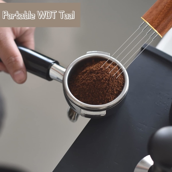Espresso Kaffeomrörare, Espresso Distributionsverktyg, Professionellt Barista Hand Nål Typ Distributionsverktyg (Trä Ljus)