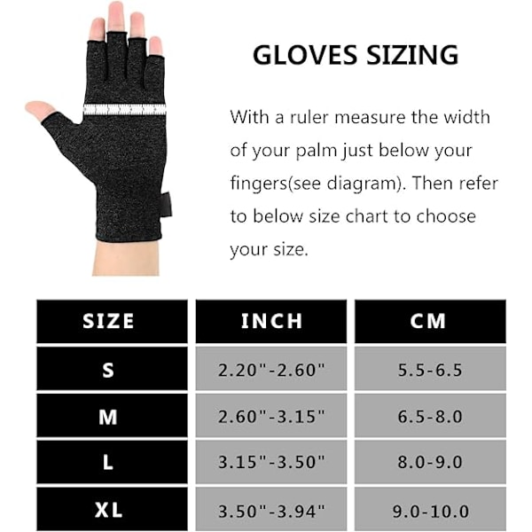 2 Par Kompressionshandskar Stöd, Fingerled, Lindra Smärta från Reumatoid Artrit, Osteoartrit, RSI, Karpaltunnelsyndrom (Svart, M) Black M