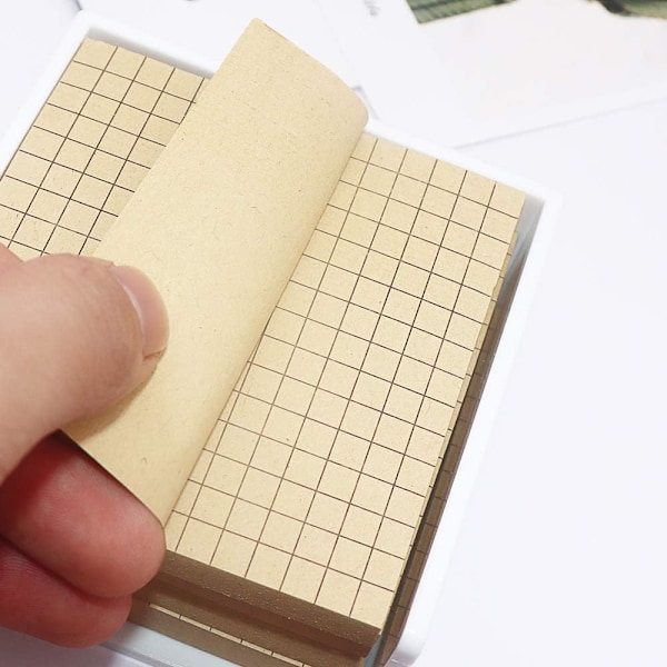 Självhäftande Post-it-lappar 3x3 Rutat Anteckningspapper, 5 Block/Förpackning, 80 Ark/Block, Totalt 400 Ark (Beige Rutat) Beige