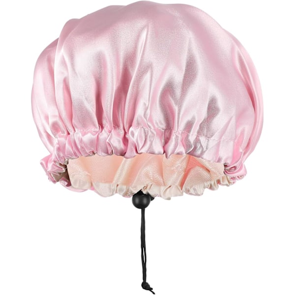Satin Dubbellagers Sovmössa för Barn Justerbar Elastisk Sovmössa för Bebisar och Småbarn 1st Rosa pink
