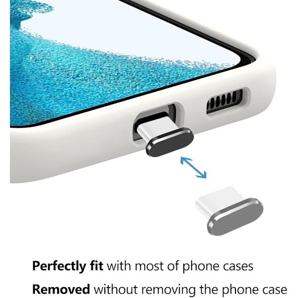 USB C Dammskydd, 4-pack Typ C Anti-dammskydd Laddningsport Skyddskåpa med Rengöringsborste för iPhone 15-serien