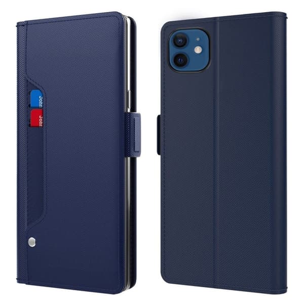 Stilfuldt iPhone 12 / iPhone 12 Pro cover med makeupspejl - Blå Blue blue