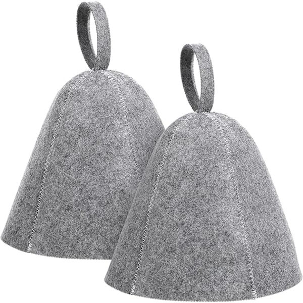 2 st Bastuhatt, Bastumössa i Ullfilt, Rysk Ånghatt, Unisex Bastuhatt för Kvinnor Män Ångbads Bastutillbehör - Grå - 2 st 2pcs