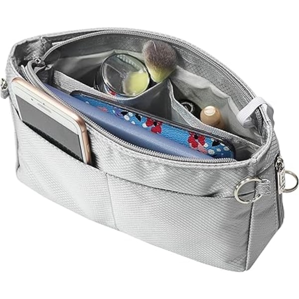 Expanderbar Handväska Organizer i Nylon Väska i Väska Tote Organizer Väska（M , grå） gray