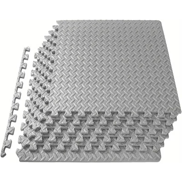 Träningsmattor för hemmet EVA-gummi - 30cm X 30cm X 10mm 24 Delar 2,16 M² | Träningsskumplattor, Pusselmatta i skum, Träningsgolvmatta grey