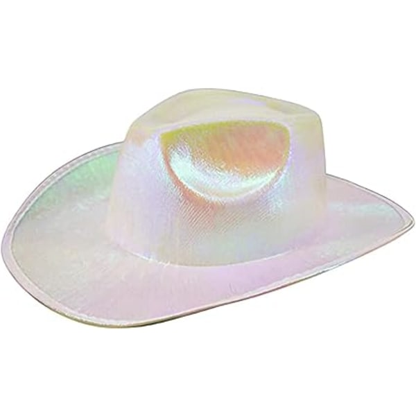 Rosa Cowboyhatt Fedora med fluffiga fjädrar för damer, Queen's Platinum Jubilee Partyhattar, Western Cowgirl-hatt. Pärlbeige Pearl beige