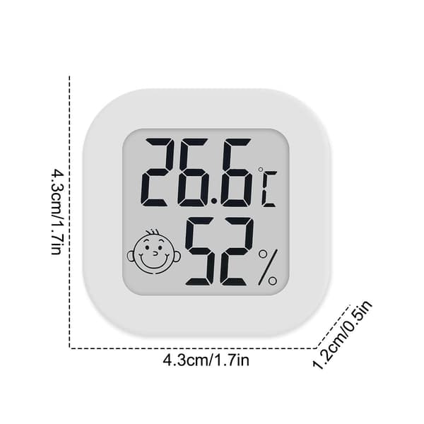 LCD Digital Smile Hygrometer Termometer, Termometer med Temperatur och Luftfuktighet för Sovrum, Lager, Källare, Bil