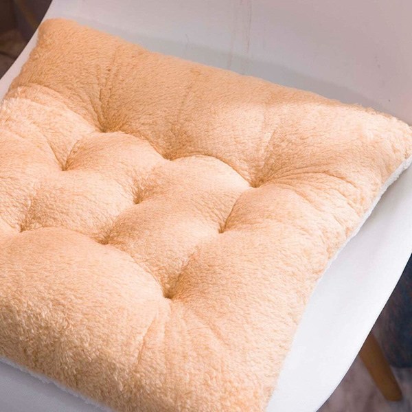 Bekväm Sittdyna Mjuka Stolskuddar Varma Stolskuddar 40x40x10 cm Kamel Lamull Fluffigt Set om 2-Kamel Camel