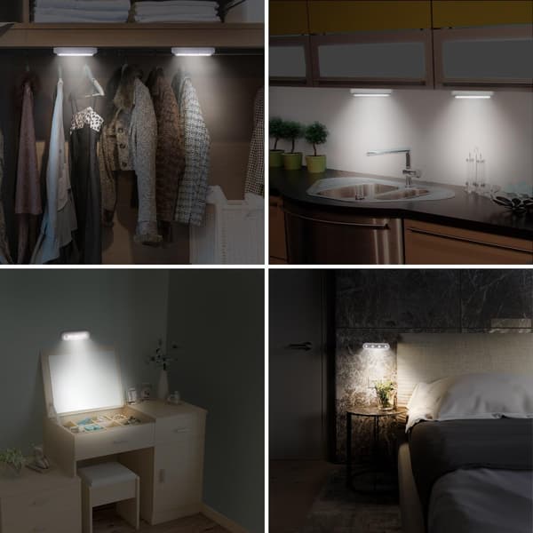 Touch Skåplampor, LED Batterilampor 2-pack LED Skåplampor Fäst Var Som Helst, Trådlös Touchsensor, LED Nattlampor Trappa Vit