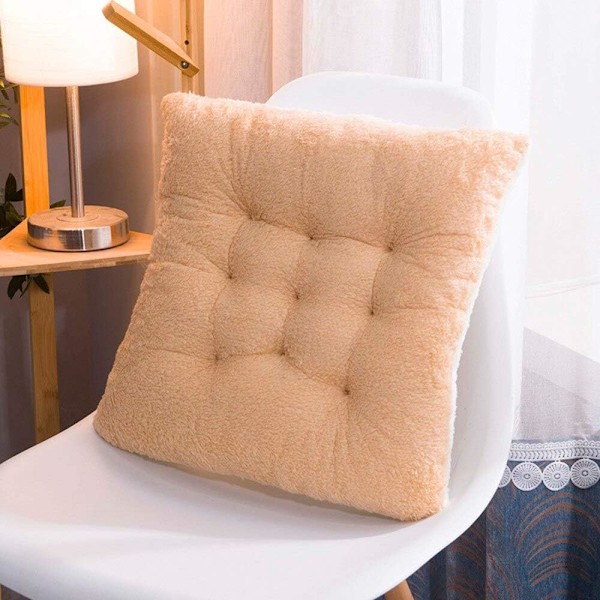 Bekväm Sittdyna Mjuka Stolskuddar Varma Stolskuddar 40x40x10 cm Kamel Lamull Fluffigt Set om 2-Kamel Camel