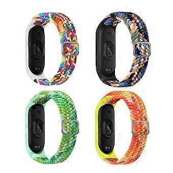 (C)4 stk. urrem nylon til Xiaomi Mi Band 3/4/5/6/7/NFC Sort