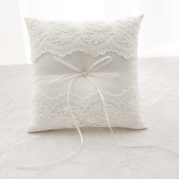 Blonde Bryllupsringpute Perlepute Bærer 21 cm