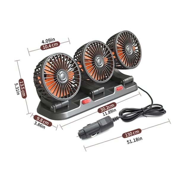 12V Bilventilator med Tre Blade, Bil Aircondition Ventilator Køleventilator