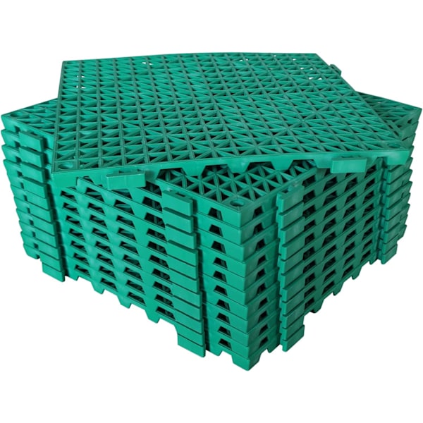 12-pack Modulära Sammanlänkande Dynor 29,5 x 29,5 cm Gummimatta Golvplattor Dränering (Grön) Green