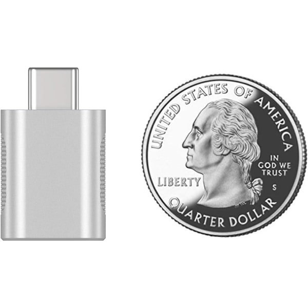 USB C til USB Adapter, USB-C til USB 3.0 Adapter, USB Type-C til USB, 4/3 til USB Hun Adapter til MacBook Pro2021, MacBook Air 2020, iPad Pro 2021 silver