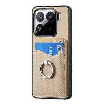 Etui til Xiaomi 15 med kortplads, ringholder og stativ (stil B)