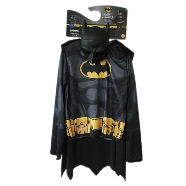 Sæt med overdel og Batman-maske til børn - Sort Svart