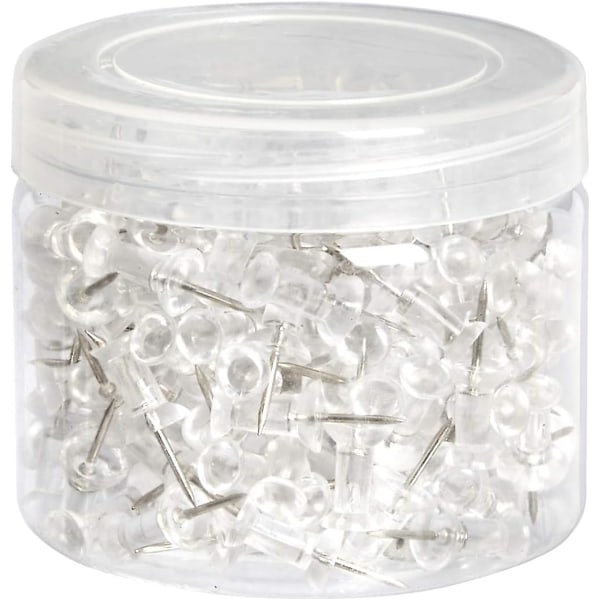 Basics Knappnålar, Klar Plasthuvud, Stålspets, 200-pack
