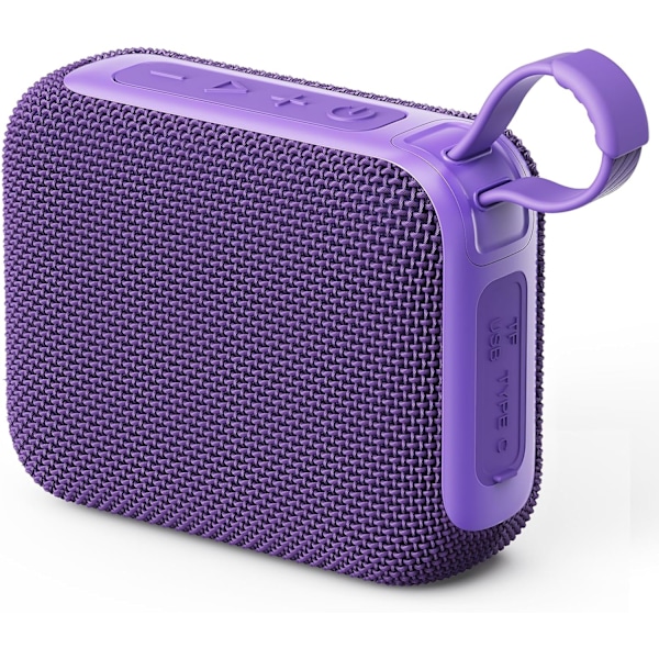 Trådlös Bluetooth-högtalare, 12 timmars speltid, RGB-ljus, 10W ljud, vattentät, stöder TWS/AUX/TF-kort/USB, portabel, Svart Purple
