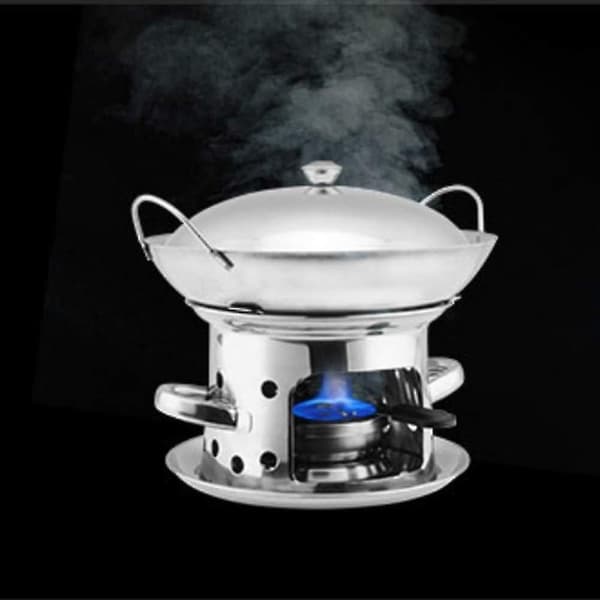 GETIT Spritbrenner kompatibel med fondue, spritbrenner, rustfritt stål, grå, 18x 9,6 cm-1745